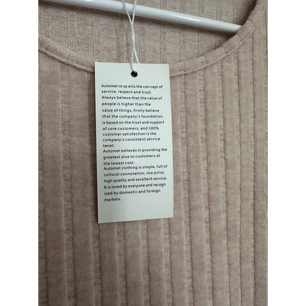 NWT Automet Women's Beige Ribbed Knit Short Sleeve Tunic Top XL‎ - Picture 4 of 7